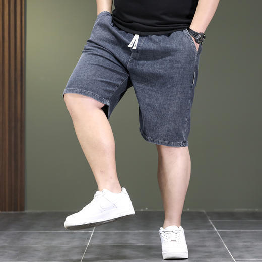 【DYG】大依优型大码松紧腰牛仔五分裤牛仔短裤弹力宽松显瘦肥佬休闲男士夏加肥加大 商品图2