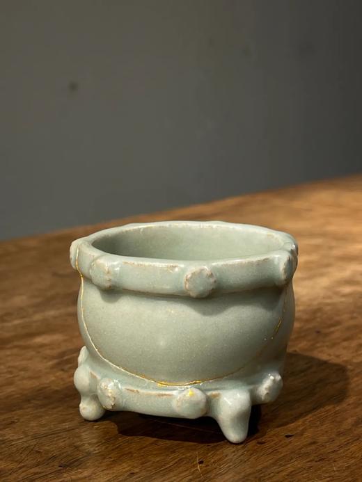 龙泉窑粉青釉鼓型三足炉，顺丰包邮 商品图11