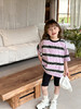 【韩版宽松，潮童必备！】24夏新款中小童女童韩国童装，柔软棉感条纹宽松圆领短袖T恤上衣！ 商品缩略图1