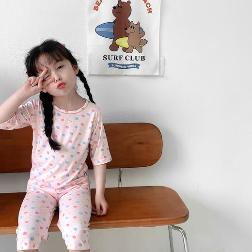【优美好看，时尚秀气！】儿童睡衣夏季薄款雅赛尔男孩七分袖，花边宝宝空调服女童家居服套装！ 商品图6