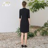 AD高端精致连衣裙女法式赫本风小黑裙单排扣醋酸领西装裙中长款夏 商品缩略图4