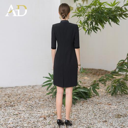 AD高端精致连衣裙女法式赫本风小黑裙单排扣醋酸领西装裙中长款夏 商品图4