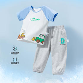贝贝怡童装儿童短袖套装2024新款夏季薄款男童衣服上衣裤子两件套ZB2DT021