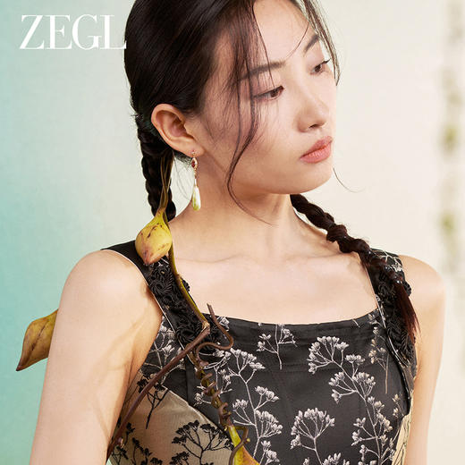 ZEGL新中式红玛瑙耳环女2024新款爆款天然石复古耳钉925银针耳饰 商品图1