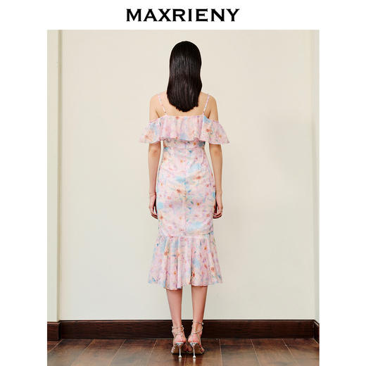 【浪漫当夏】MAXRIENY日落橙花连衣裙浪漫郁金香吊带连衣裙碎花裙(货号:MS88DR277) 商品图3