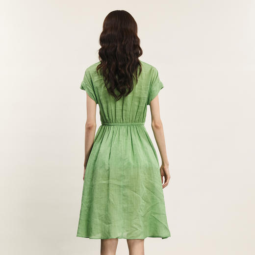 谜底连衣裙短袖女2024夏季新品通勤风设计感收腰中长裙242ML0705 商品图2