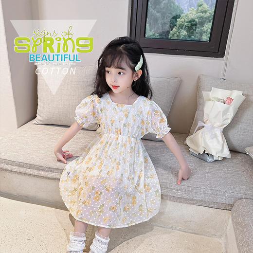 夏季新款中大童提花连衣裙薄款女童宝宝可爱裙子夏季女孩卡通公主裙聚 商品图4