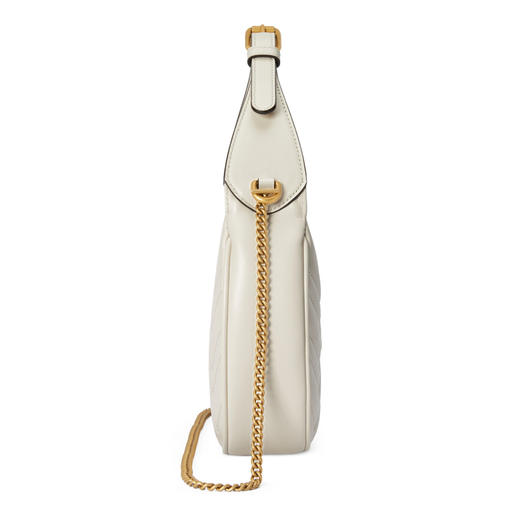 【二】GUCCI 古驰 女士 GG Marmont系列 半月造型绗缝V型皮革迷你手提包 白色 699514 DTDHT 9022 商品图1