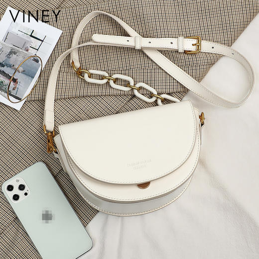 马鞍包 | VINEY含牛皮2024新款高级感小众轻奢通勤百搭斜挎包可单肩5839 商品图7