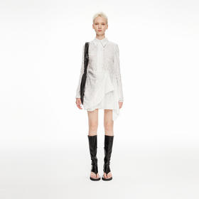 lost in echo2024春夏新品设计师品牌肌理感不对称设计长款衬衫