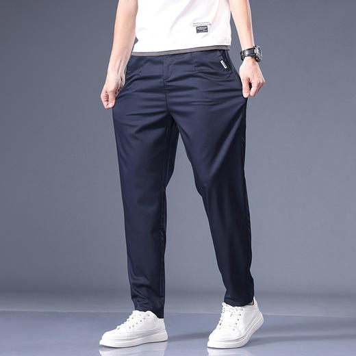 【竹纤维】【新款DYG】大依优型大码松紧腰休闲裤直筒长裤男舒适弹力休闲简约百搭加肥加大男装夏季薄款 商品图1