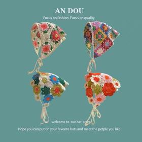 【60色！时髦出街显脸小】春秋出游ins甜美可爱风手工针织发带女发饰针织钩花头巾夏三角巾