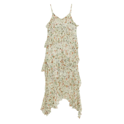 谜底吊带连衣裙2024夏季新品复古法式桑蚕丝碎花中长裙242GL0609 商品图4