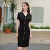 AD法式轻熟风连衣裙女高端单排扣职业西装裙中长款V领赫本小黑裙 商品缩略图2