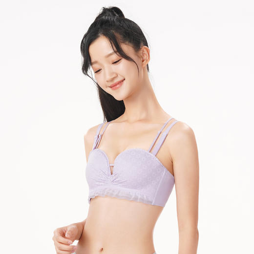 都市丽人少女三步优选内衣女蕾丝文胸B杯适穿1/2杯中厚无钢圈三排扣BB41F1 商品图2