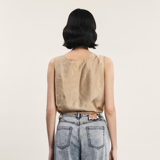 谜底印花背心女2024夏季新品复古原创印花修身上衣无袖242MS0605 商品图2