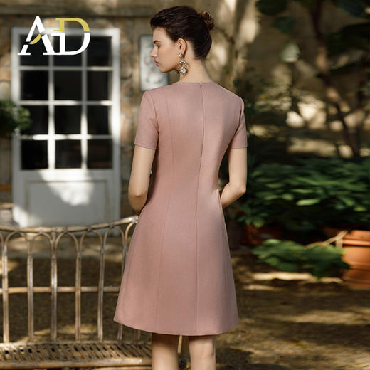 AD粉色西装连衣裙女时尚职业装圆领连身裙子气质通勤小个子a字裙 商品图4