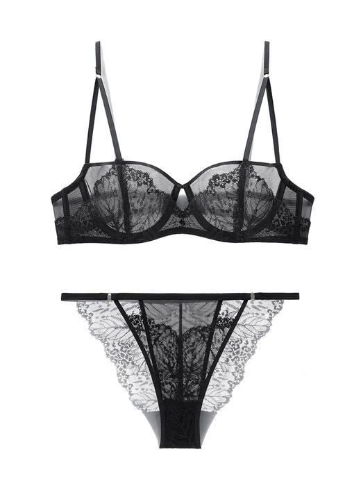 LOAM｜迭影 Balconette双层蕾丝1/2杯记忆钢圈   [ 黑 ] 商品图11