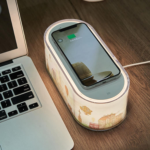 大英博物馆 欧洲文化艺术系列 热气球 流光艺境 小方盒 无线充 小夜灯 手机无线充 夜灯 送礼 生日礼物 商品图3