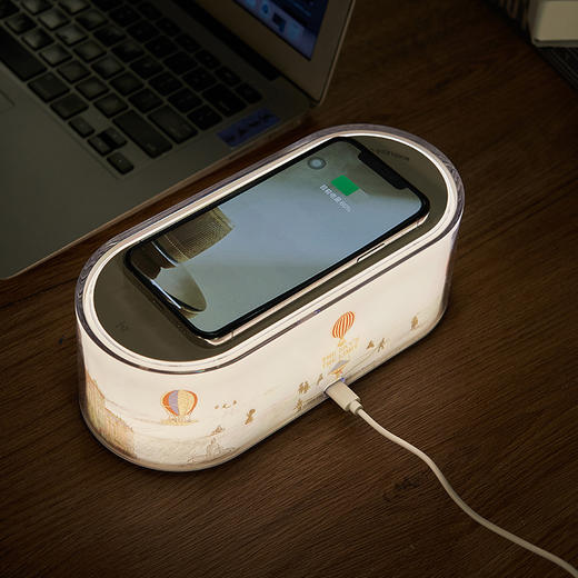 大英博物馆 欧洲文化艺术系列 热气球 流光艺境 小方盒 无线充 小夜灯 手机无线充 夜灯 送礼 生日礼物 商品图2