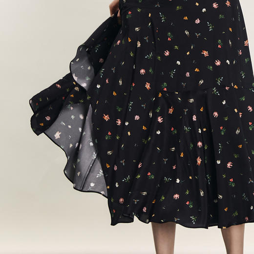 谜底花色半身裙2024夏款复古文艺亲肤不规则中长款半裙242MB0718 商品图3