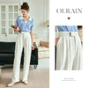 OLrain欧芮儿法式豆绿色休闲裤女夏季2023年新款高腰阔腿垂感长裤 商品缩略图3