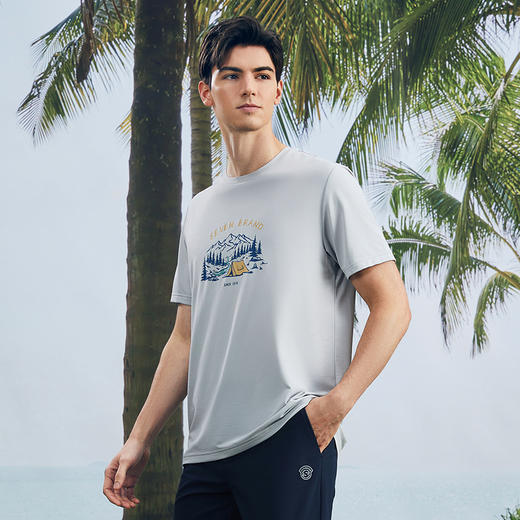 柒牌速干短袖T恤男2024夏季新款时尚百搭中青年休闲圆领体恤上衣	126T73330 商品图1