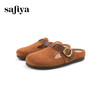 Safiya/索菲娅2024春绒面皮百搭一脚蹬懒人外穿包头勃肯拖鞋 SF41110444 商品缩略图4