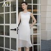 AD夏季白色连衣裙女高端法式荷叶边显瘦背心裙透视雪纺接拼鱼尾裙 商品缩略图3