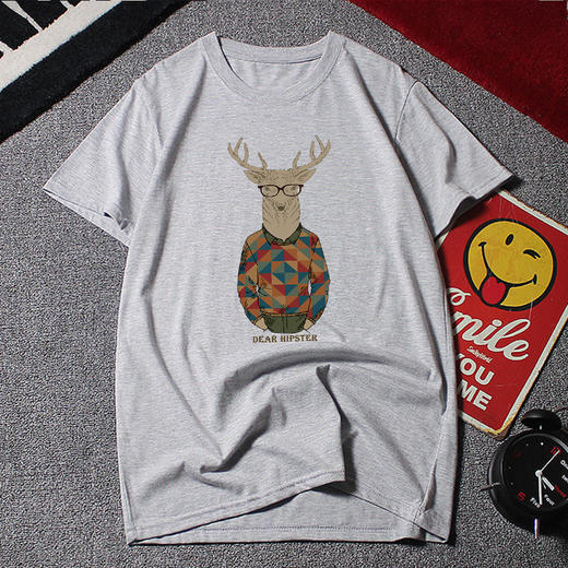 【纯棉】【新款DAL】大码夏季短袖T恤潮款圆领印花多色加肥加大男士打底上衣半袖 商品图2