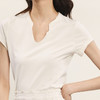 谜底V领T恤短袖女2024年夏季新品百搭纯色修身高弹上衣242MT0572 商品缩略图3