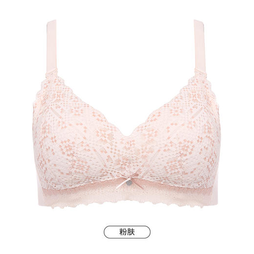 都市丽人自然舒适内衣女蕾丝文胸A杯适穿3/4杯加厚无钢圈四排扣LB41C1 商品图9