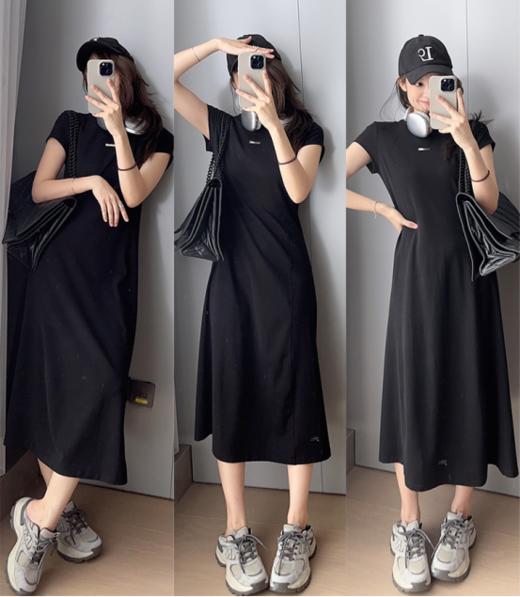 💥【巴黎足迹小黑裙】✔️1.升级版优质罗马面料💥➕高腰线➕超垂裙摆✔️ 2.极简风，💪不挑体型，显高显瘦 ✔️3.罗马面料高支高密高纤维，💦垂顺飘逸，抗皱固色，绝对抗打 商品图0