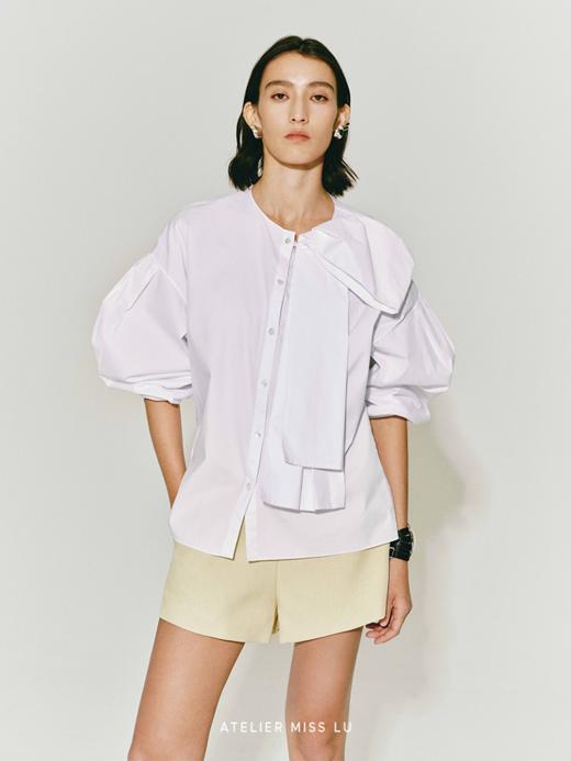 【白日】单侧装饰立体飘片设计白衬衫 商品图2