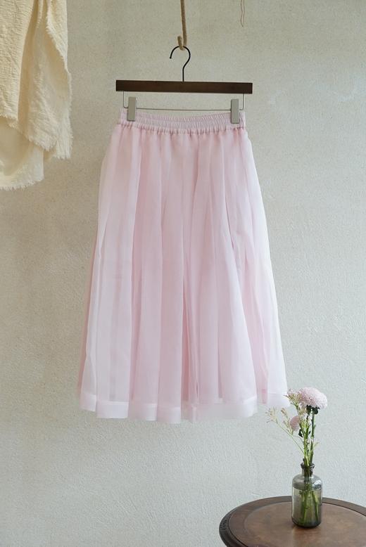 ECOLE DE CURIOSITES 真丝欧根纱面料轻粉半身裙 商品图8