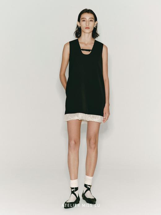 【失乐园】下摆柔纱拼接无袖A字连衣裙 商品图0