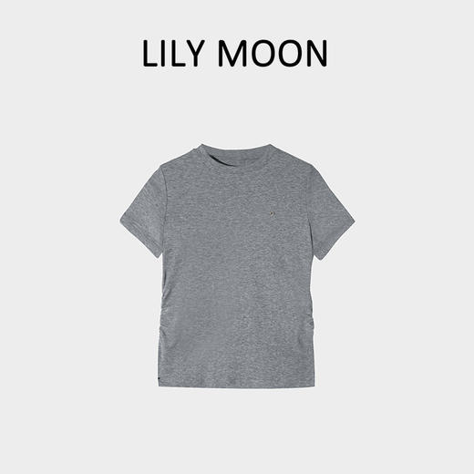 【现货】Lilymoon24夏新款短款装饰线小圆领T恤舒适时尚休闲百搭打底 商品图0