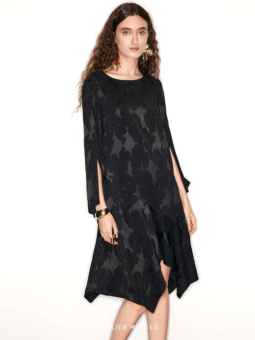 【港岛夜色】新中式不规则下摆拼接醋酸连衣裙 商品图2