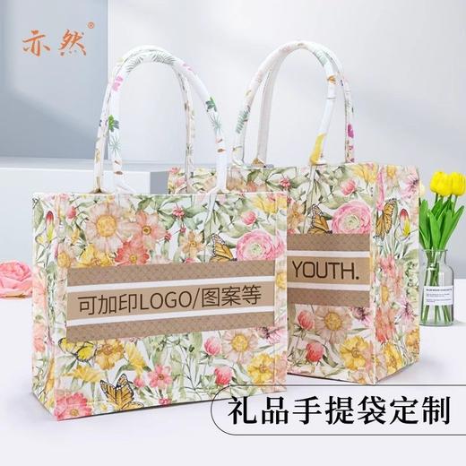花与蝶女帆布包麻布袋购物袋大容量帆布袋定制帆布包学生上课手提 商品图2