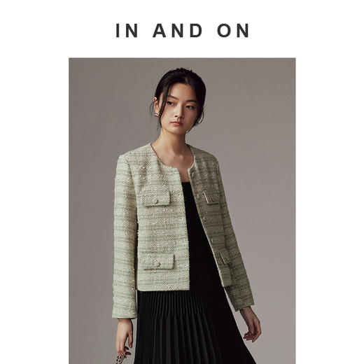 53852 IN AND ON 羽衣摇纱 绵羊毛花呢小香风外套 商品图1