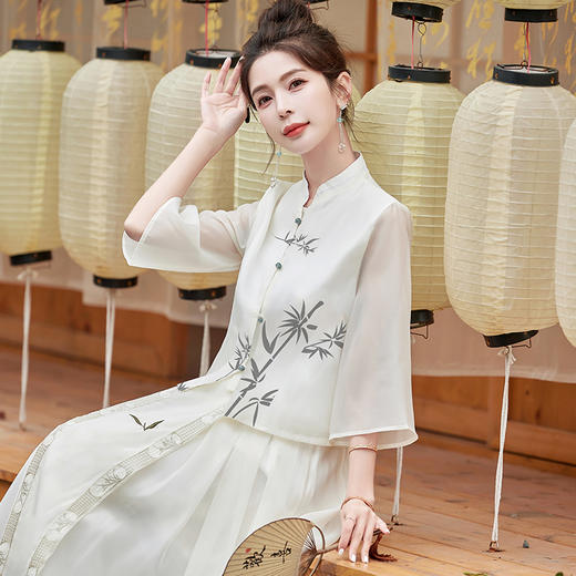 复古新中式，设计感重工上衣半身裙两件套HR-ZMFS24318 商品图5