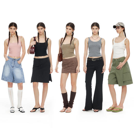 NUTH俏皮花边蕾丝吊带修身显瘦遮副乳正反两穿针织吊带背心女 商品图4