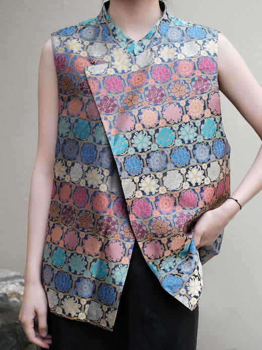 盛唐牡丹 |六合花开宋锦双面穿马甲 商品图1