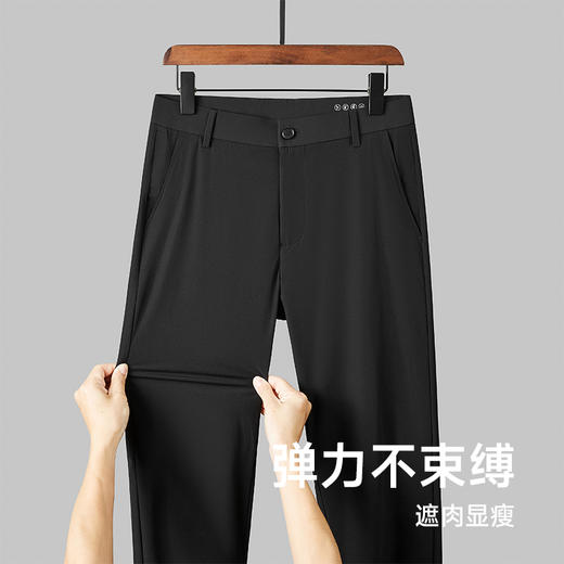 【Q】【冰丝三防面料】【新款DDP】大依优型大码冰丝弹力商务休闲裤西裤直筒裤夏季弹力加肥加大宽松大码男士 商品图2