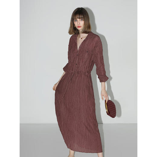 COCOBELLA重工压褶炒色连衣裙长袖衬衫裙吊带裙两件套FR0019-2 商品图3