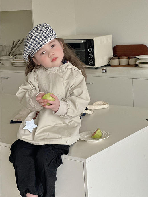 【精灵帽风衣】女童风衣外套春装2024新款韩版儿童洋气中长款女宝宝春秋连帽上衣 商品图1