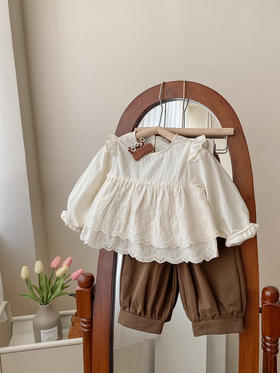 【棉布刺绣长袖套装】女童春季套装2024新款儿童洋气时髦韩版宝宝春秋装休闲裤子两件套