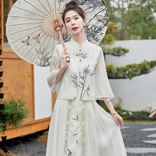 复古新中式，设计感重工上衣半身裙两件套HR-ZMFS24318 商品图6