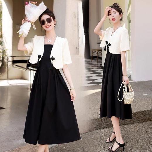 【预订·最迟6天发货】新中式国风连衣裙女2024年夏季新款减龄收腰显瘦吊带裙套装两件套 商品图0