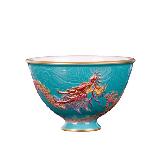 湖水绿雕刻描金海水龙纹杯（北京SKP店首发） 商品图5